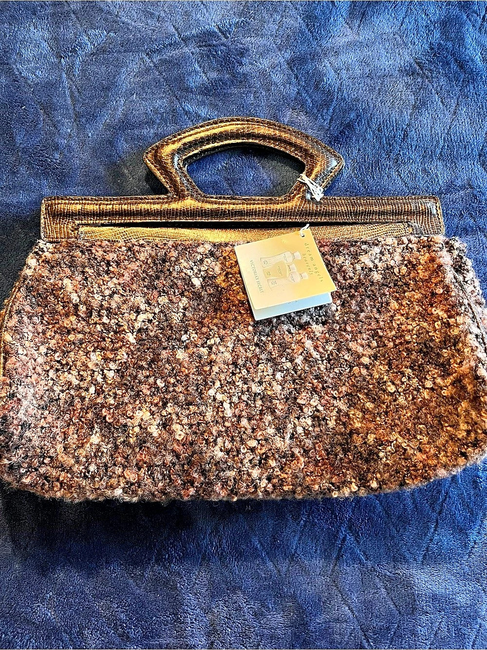 Victoria's Secret Textured Frame Clutch in Brown & Pink